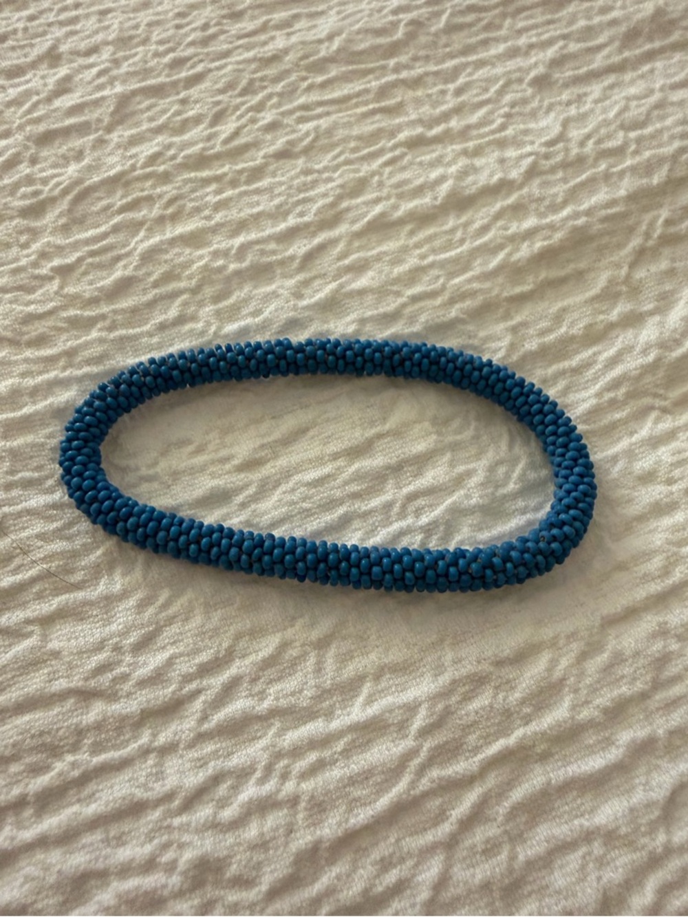 Handmade Beaded Stretch Bracelet - Teal Blue